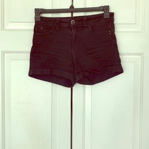 Black denim shorts
